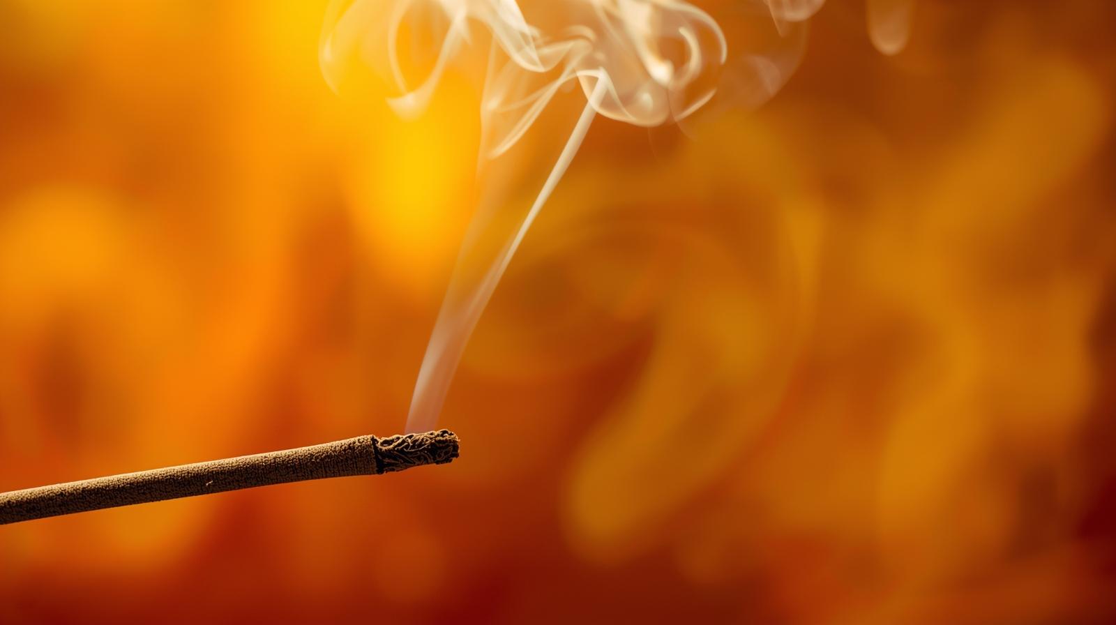 Incense Stick With Yellow And Red Background 2